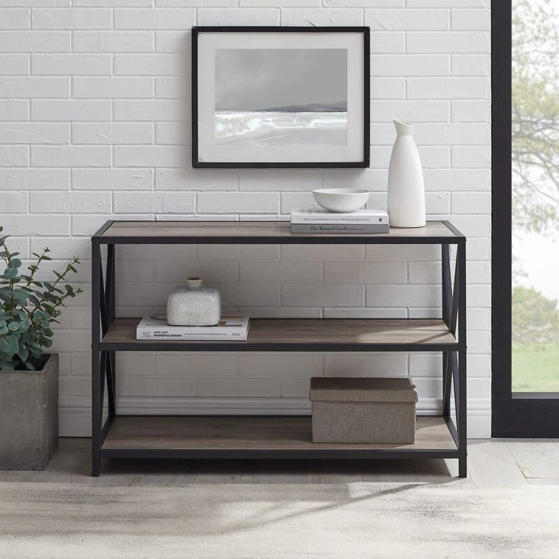 Carbon X-Frame Bookcase Console Organizer Rack Table